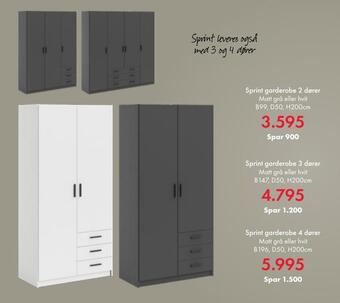 Fagmøbler Sprint garderobe 3 dører tilbud