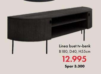 Fagmøbler Linea buet tv-benk tilbud