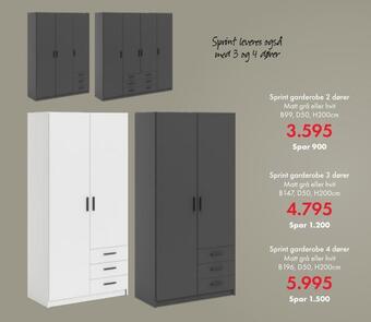 Fagmøbler Sprint garderobe 4 dører tilbud