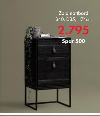 Fagmøbler Zola nattbord tilbud