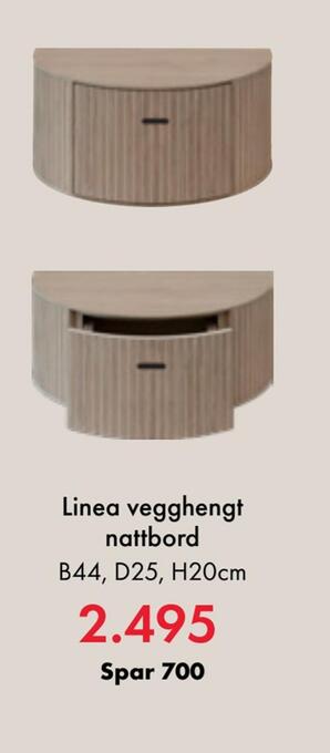 Fagmøbler Linea vegghengt nattbord tilbud