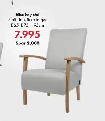 Fagmøbler Elise høy stol tilbud