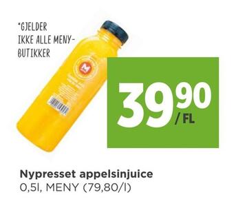 Meny Nypresset appelsinjuice tilbud