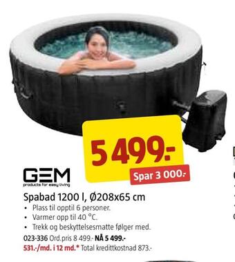 Jula Spabad 1200 l, ø208x65 cm tilbud