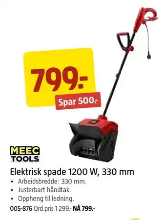 Jula Elektrisk spade 1200 w, 330 mm tilbud