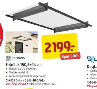 Jula Entrétak 150,5x94 cm tilbud