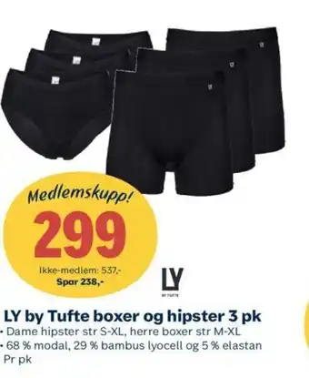 Coop Extra LY by Tufte boxer og hipster 3 pk tilbud