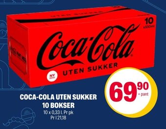 Coop Extra Coca-Cola Uten Sukker 10 Bokser tilbud
