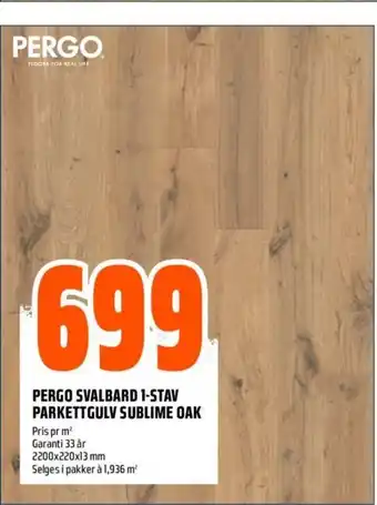 Obs Bygg Pergo Svalbard 1-Stav Parkettgulv Sublime Oak tilbud