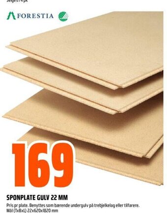 Obs Bygg Sponplate Gulv 22 MM tilbud