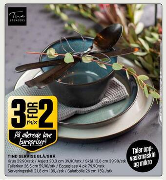 Europris Tind servise blå/grå tilbud