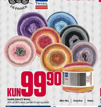 Europris Garn crazy wool tilbud