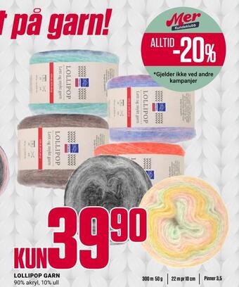 Europris Lollipop garn tilbud