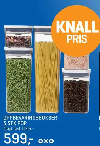 Jernia Oppbevaringsbokser 5 stk pop tilbud