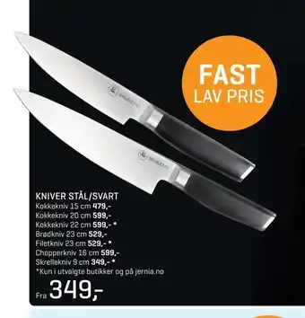 Jernia Kniver stål/svart tilbud