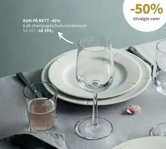 Tilbords 6 pk champagne/hvitvin/rødvin/øl tilbud