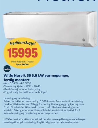 Coop Obs Wilfa varmepumpe tilbud