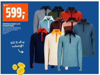 Coop Obs Northpeak ustaoset 1/2 zip ullgenser unisex tilbud