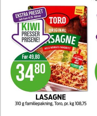 Kiwi Lasagne tilbud