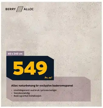 Megaflis Alloc naturbetong br exclusive baderomspanel tilbud