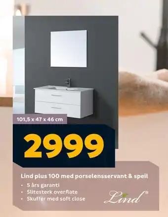 Megaflis Lind plus 100 med porselensservant & speil tilbud