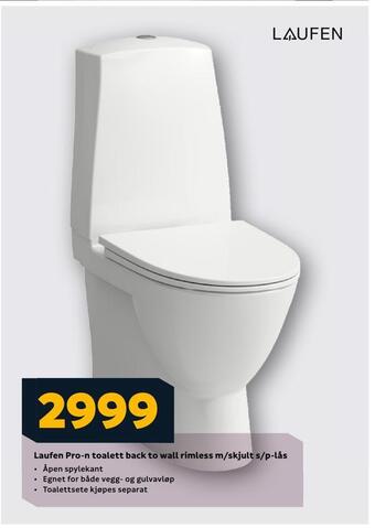 Megaflis Laufen pro-n toalett back to wall rimless m/skjult s/p-lås tilbud