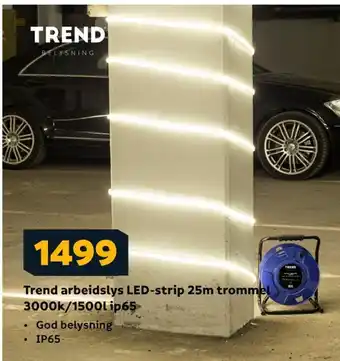 Megaflis Trend arbeidslys led-strip 25m trommel 3000k/1500l ip65 tilbud