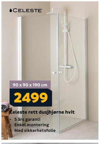Megaflis Celeste rett dusjhjørne hvit tilbud