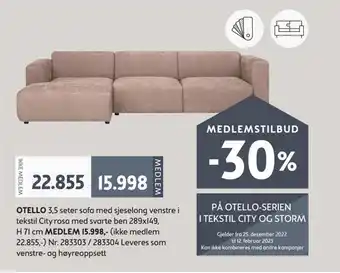Bohus Otello 3,5 seter sofa med sjeselong venstre tilbud