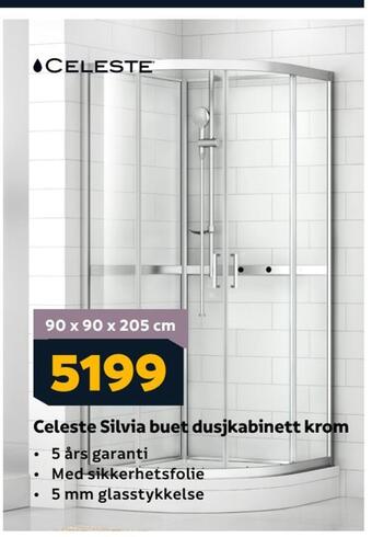 Megaflis Celeste silvia buet dusjkabinett krom tilbud