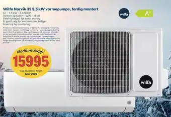 Coop Byggmix Wilfa narvik 35 5,5 kw varmepumpe, ferdig montert tilbud