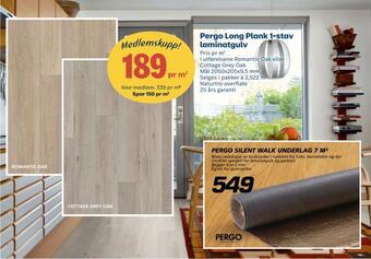 Coop Byggmix Pergo long plank 1-stav laminatgulv tilbud