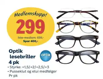Coop Extra Optik lesebriller 4 pk tilbud