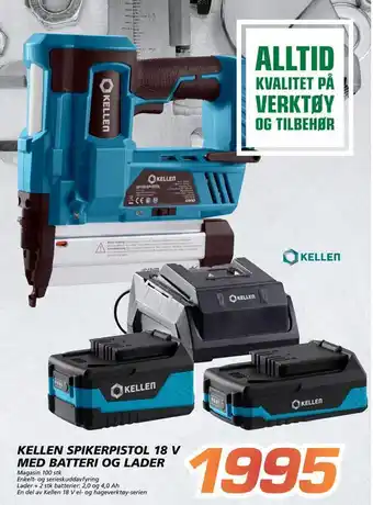 Coop Byggmix Kellen spikerpistol 18 v med batteri og lader tilbud