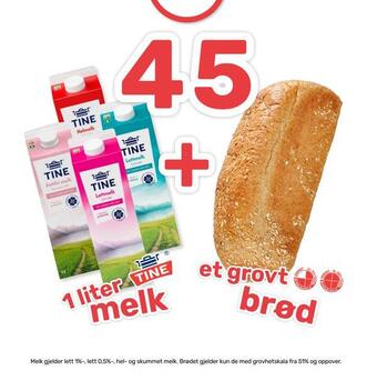 Matkroken 1 liter melk + et grovt brød tilbud