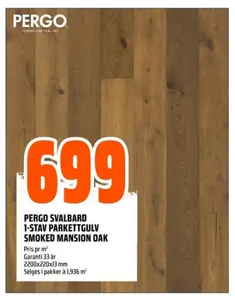 Obs Bygg Pergo svalbard 1-stav parkettgulv smoked mansion oak tilbud