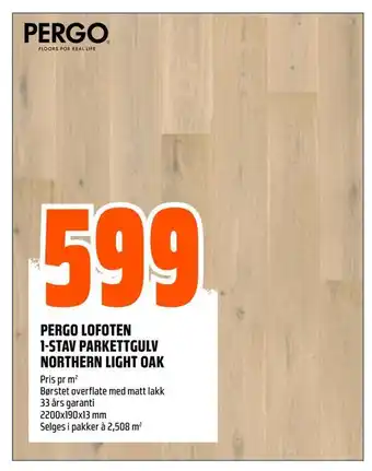 Obs Bygg Pergo lofoten 1-stav parkettgulv northern light oak tilbud