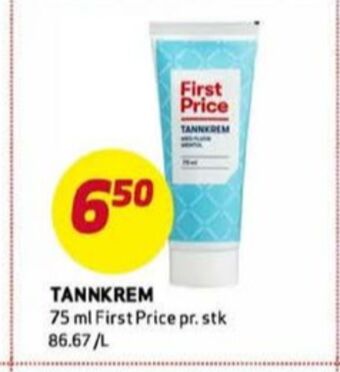 Bunnpris First price tannkrem tilbud