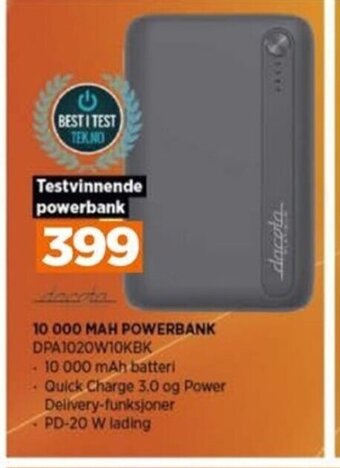POWER 10 000 Mah Powerbank DPA1020W10KBK tilbud