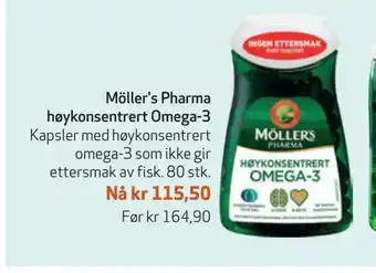 Apotek 1 Möller's pharma høykonsentrert omega-3 tilbud