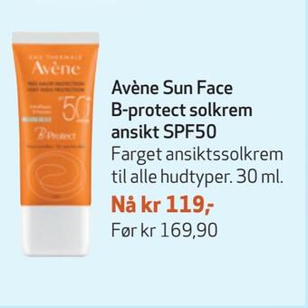 Apotek 1 Avène sun face b-protect solkrem ansikt spf50 tilbud