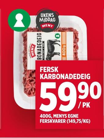 Meny Fersk karbonadedeig tilbud