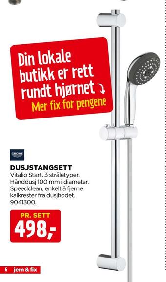 jem & fix Dusjstangsett tilbud