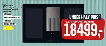 Skousen Bauknecht platetopp med innebygget ventilator bvh922bk1 tilbud