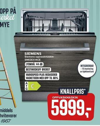 Skousen Siemens oppvaskmaskin sn63ex14ce tilbud