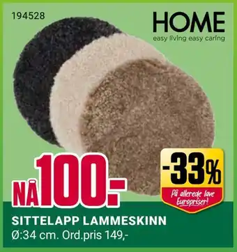 Europris Sittelapp lammeskinn tilbud