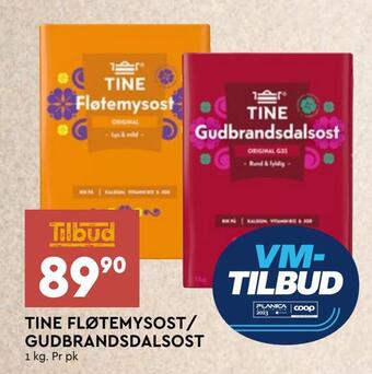 Coop Mega Tine fløtemysost/ gudbrandsdalsost tilbud