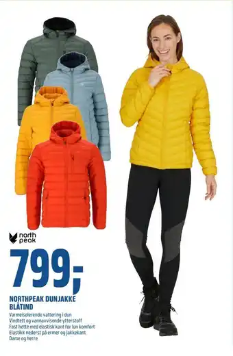 Coop Obs Northpeak dunjakke blåtind tilbud