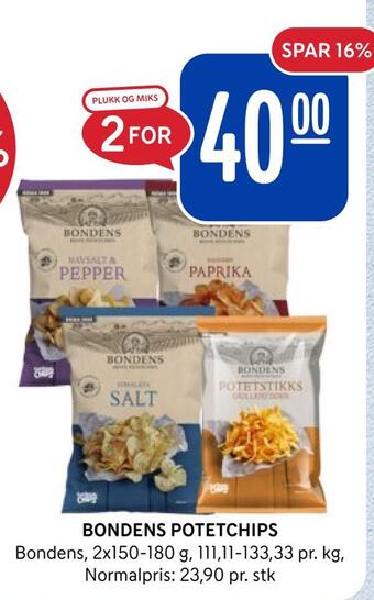 Rema 1000 Bondens potetchips tilbud