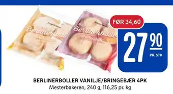 Rema 1000 Berlinerboller vanilje/bringebær 4pk tilbud